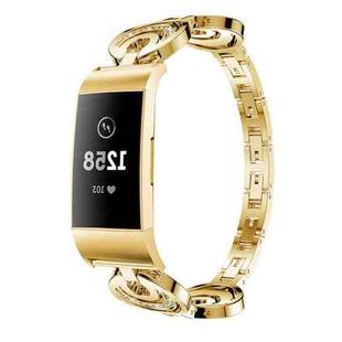 For Fitbit Charge 5 Sun Moon Star Diamond Metal Watch Band(Gold)