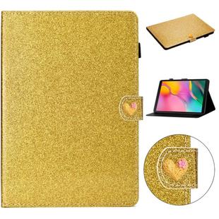 For Samsung Galaxy Tab A 10.1 T510  Love Buckle Glitter Horizontal Flip Leather Case with Holder & Card Slots(Gold)