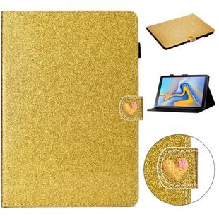 For Samsung Galaxy Tab A 10.5 T590 Love Buckle Glitter Horizontal Flip Leather Case with Holder & Card Slots(Gold)