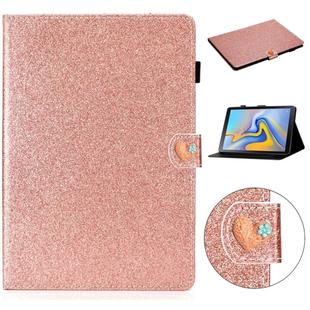 For Samsung Galaxy Tab A 10.5 T590 Love Buckle Glitter Horizontal Flip Leather Case with Holder & Card Slots(Rose Gold)
