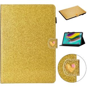 For Samsung Galaxy Tab S5e T720 Love Buckle Glitter Horizontal Flip Leather Case with Holder & Card Slots(Gold)