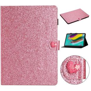 For Samsung Galaxy Tab S5e T720 Love Buckle Glitter Horizontal Flip Leather Case with Holder & Card Slots(Pink)