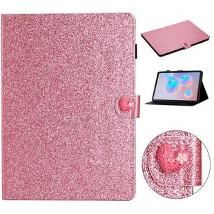 For Samsung Galaxy Tab S6 T860 Love Buckle Glitter Horizontal Flip Leather Case with Holder & Card Slots(Pink)