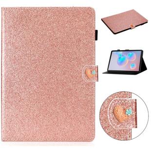 For Samsung Galaxy Tab S6 T860 Love Buckle Glitter Horizontal Flip Leather Case with Holder & Card Slots(Rose Gold)