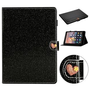 For Amazon Kindle Fire HD 8 Love Buckle Glitter Horizontal Flip Leather Case with Holder & Card Slots(Black)