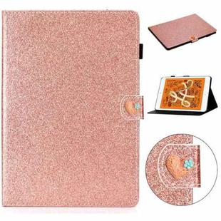 For iPad Mini 2019 & 4 & 3 & 2 & 1 Love Buckle Glitter Horizontal Flip Leather Case with Holder & Card Slots(Rose Gold)