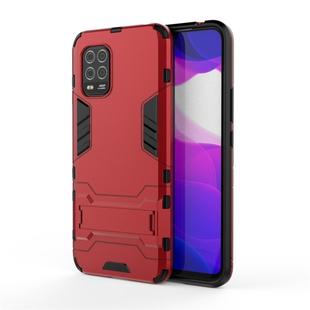 For Xiaomi Mi 10 Lite PC + TPU Shockproof Protective Case with Invisible Holder(Red)