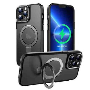 For iPhone 14 Plus MagSafe Magnetic Metal Holder Phone Case(Black)