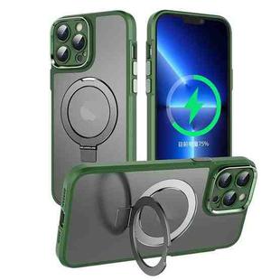 For iPhone 14 Plus MagSafe Magnetic Metal Holder Phone Case(Green)