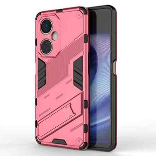 For OnePlus Nord CE 3 Punk Armor 2 in 1 PC + TPU Phone Case with Holder(Light Red)