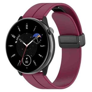 For Amazfit GTR Mini Magnetic Fold Clasp Black Buckle Silicone Watch Band(Wine Red)