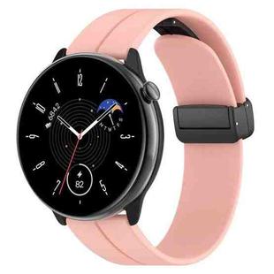 For Amazfit GTR Mini Magnetic Fold Clasp Black Buckle Silicone Watch Band(Light Pink)