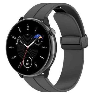 For Amazfit GTR Mini Magnetic Fold Clasp Black Buckle Silicone Watch Band(Space Grey)