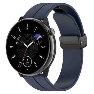 For Amazfit GTR Mini Magnetic Fold Clasp Black Buckle Silicone Watch Band(Midnight Blue)