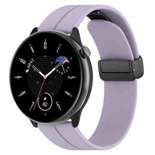 For Amazfit GTR Mini Magnetic Fold Clasp Black Buckle Silicone Watch Band(Light Purple)
