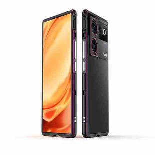 For ZTE nubia Z50 Ultra LK Aurora Metal Frame Phone Case with Lens Cover(Black Purple)