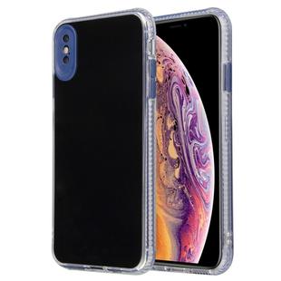 For iPhone XR Fine Hole Series TPU + Acrylic Anti-fall Mirror Phone Protective Case(Black Blue)