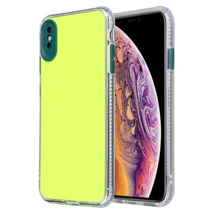For iPhone XS Max Fine Hole Series TPU + Acrylic Anti-fall Mirror Phone Protective Case(Fluorescent Green)