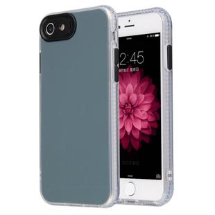 For iPhone SE 2022 / SE 2020 / 8 / 7 Fine Hole Series TPU + Acrylic Anti-fall Mirror Phone Protective Case(Cyan Black)
