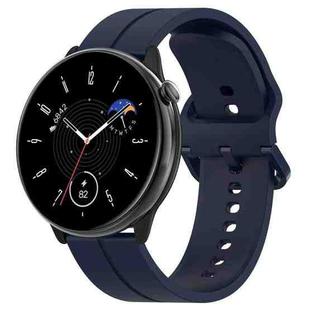 For Amazfit GTR Mini 20mm Flat Head Groove Reverse Buckle Silicone Watch Band(Navy Blue)