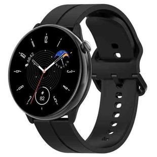 For Amazfit GTR Mini 20mm Flat Head Groove Reverse Buckle Silicone Watch Band(Black)