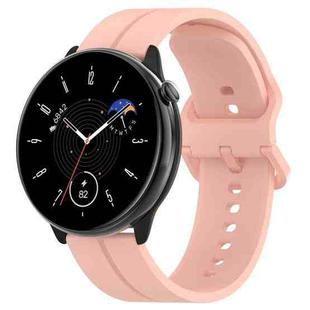 For Amazfit GTR Mini 20mm Flat Head Groove Reverse Buckle Silicone Watch Band(Light Pink)