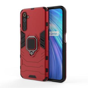 For OPPO Realme 6 PC + TPU Shockproof Protective Case with Magnetic Ring Holder(Red)