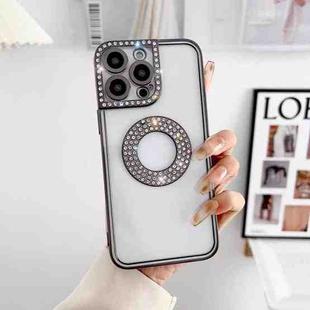 For iPhone 12 Pro Electroplated Diamond Phone Case(Black)