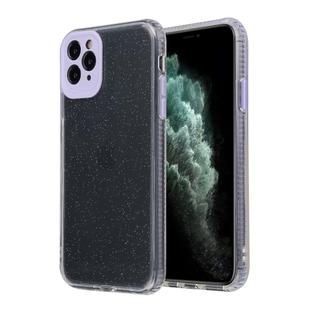 For iPhone 11 Fine Hole Series Anti-fall Transparent TPU + Acrylic Glitter Phone Protective Case(Purple)