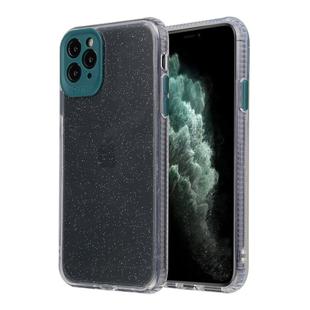 For iPhone 11 Fine Hole Series Anti-fall Transparent TPU + Acrylic Glitter Phone Protective Case(Dark Green)