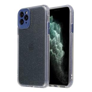 For iPhone 11 Fine Hole Series Anti-fall Transparent TPU + Acrylic Glitter Phone Protective Case(Blue)