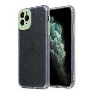 For iPhone 11 Pro Fine Hole Series Anti-fall Transparent TPU + Acrylic Glitter Phone Protective Case(Light Green)
