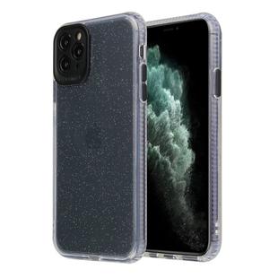 For iPhone 11 Pro Fine Hole Series Anti-fall Transparent TPU + Acrylic Glitter Phone Protective Case(Black)