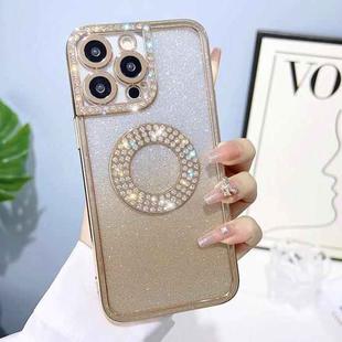 For iPhone 14 Pro Max Electroplated Diamond Gradient Glitter Phone Case(Gold)