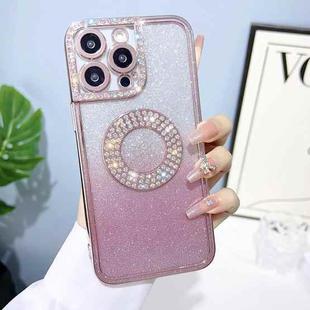 For iPhone 14 Pro Electroplated Diamond Gradient Glitter Phone Case(Rose Gold)