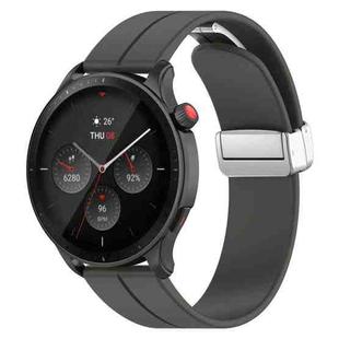 For Amazfit GTR 4 Magnetic Fold Clasp Silver Buckle Silicone Watch Band(Space Grey)