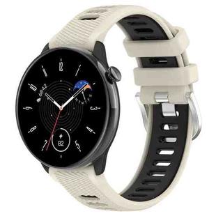 For Amazfit GTR Mini 20mm Cross Texture Two Color Silicone Stainless Steel Buckle Watch Band(Starlight Black)