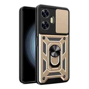 For Realme C55 4G Sliding Camera Cover Design TPU+PC Phone Case(Gold)