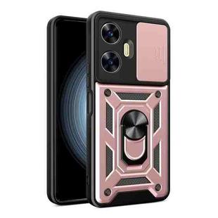 For Realme C55 4G Sliding Camera Cover Design TPU+PC Phone Case(Rose Gold)