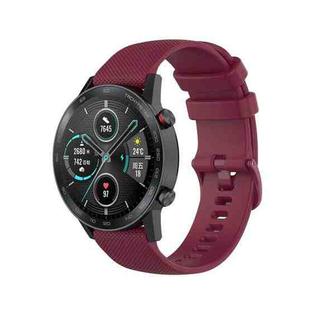 For Honor Watch GS 3i 22mm Small Plaid Texture Silicone Watch Band(Wine Red)