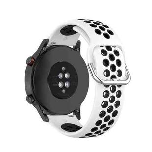 For Honor Watch GS 3i 22mm Sports Two-tone Silicone Watch Band(White Black)