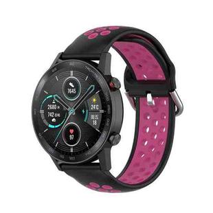 For Honor Watch GS 3i 22mm Sports Two-tone Silicone Watch Band(Black+Rose Red)