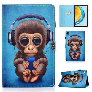 For Huawei Matepad SE 10.4 2022 Colored Drawing Stitching Flip Leather Tablet Case(Headphone Monkey)