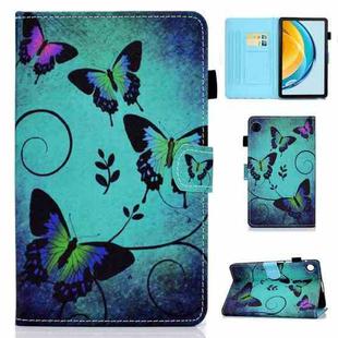 For Huawei Matepad SE 10.4 2022 Colored Drawing Stitching Flip Leather Tablet Case(Green Butterflies)