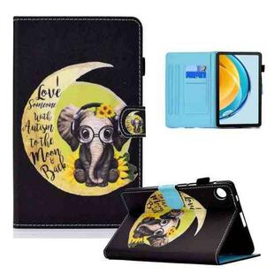 For Huawei Matepad SE 10.4 2022 Colored Drawing Stitching Flip Leather Tablet Case(Moon Baby Elephant)