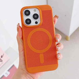 For iPhone 14 Pro Grid Cooling MagSafe Magnetic Phone Case(Orange Yellow)