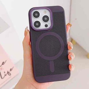 For iPhone 14 Grid Cooling MagSafe Magnetic Phone Case(Dark Purple)