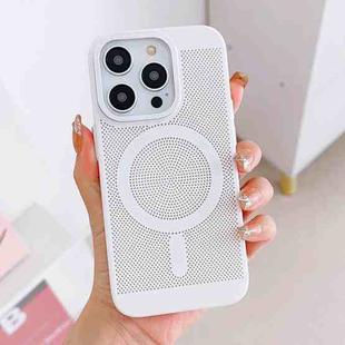 For iPhone 14 Grid Cooling MagSafe Magnetic Phone Case(Ivory White)