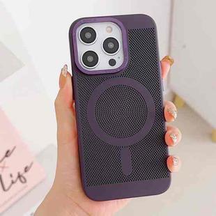 For iPhone 11 Pro Max Grid Cooling MagSafe Magnetic Phone Case(Dark Purple)