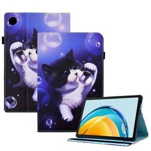 For Huawei Matepad SE 10.4 2022 Colored Drawing Stitching Elastic Band Leather Tablet Case(Bubble Cat)